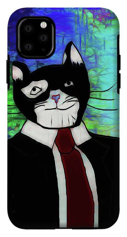 Cat In A Tie - Phone Case