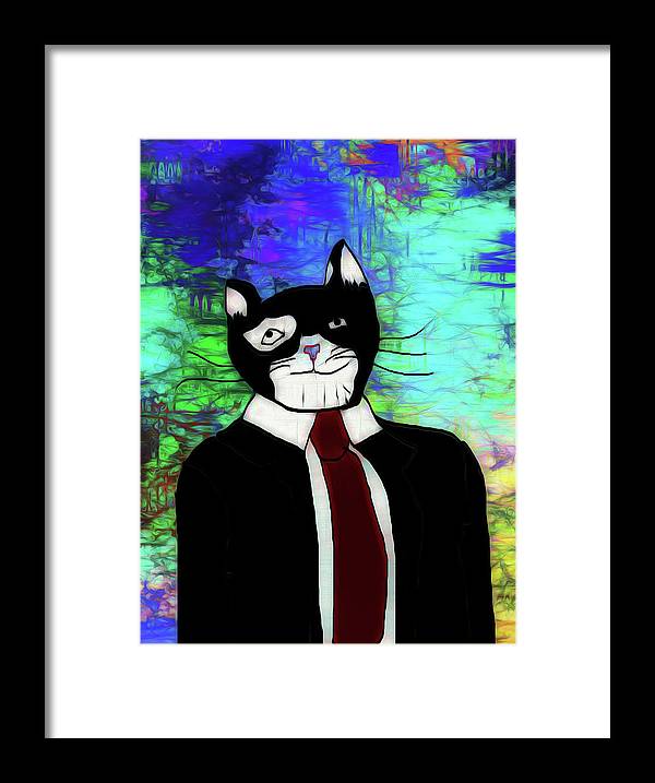 Cat In A Tie - Framed Print