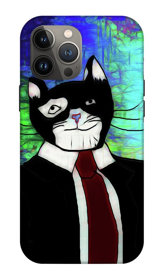 Cat In A Tie - Phone Case
