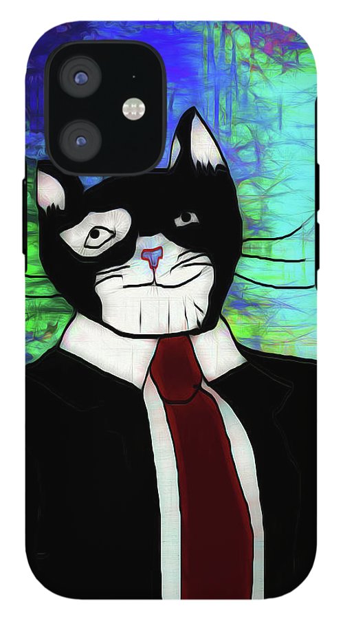Cat In A Tie - Phone Case