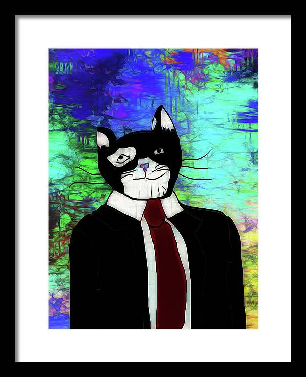 Cat In A Tie - Framed Print
