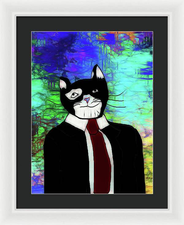 Cat In A Tie - Framed Print