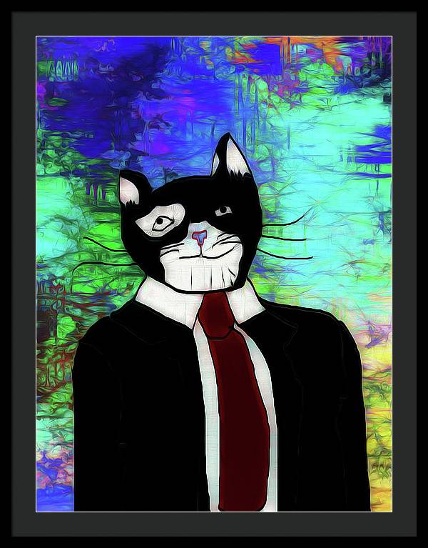 Cat In A Tie - Framed Print