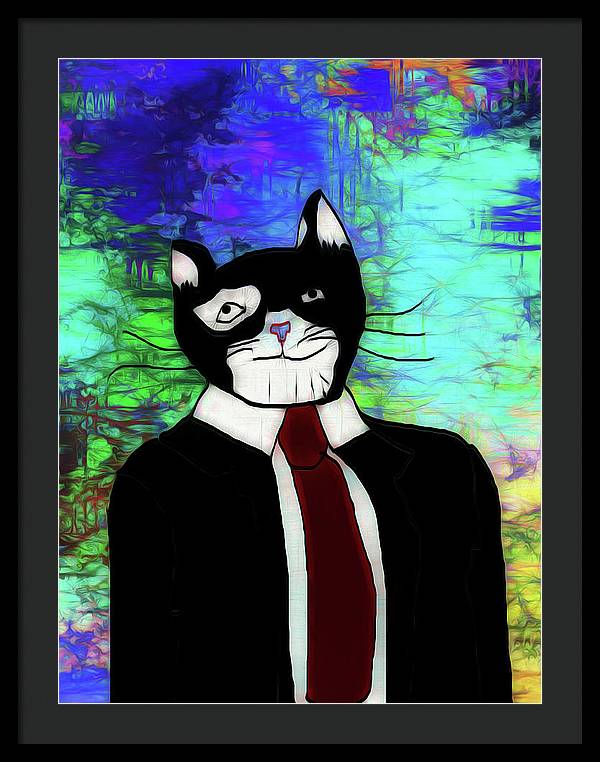 Cat In A Tie - Framed Print
