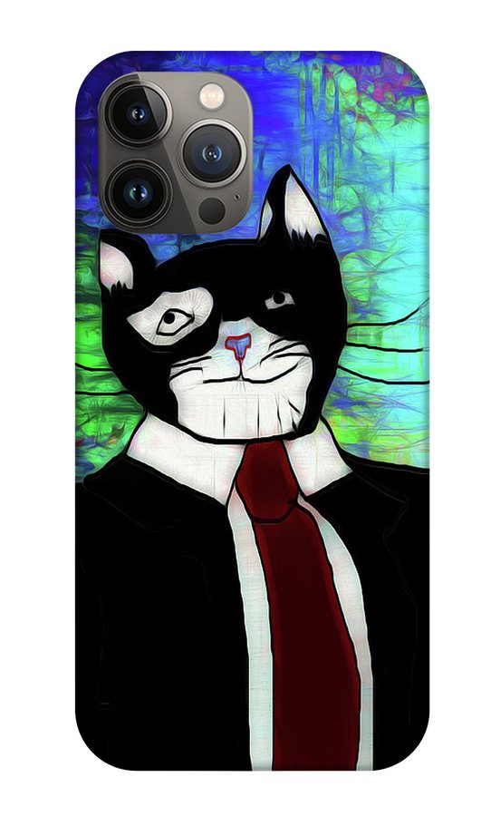 Cat In A Tie - Phone Case