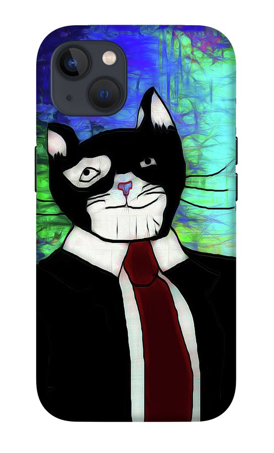 Cat In A Tie - Phone Case