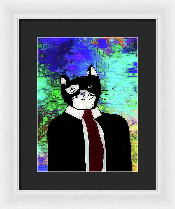 Cat In A Tie - Framed Print