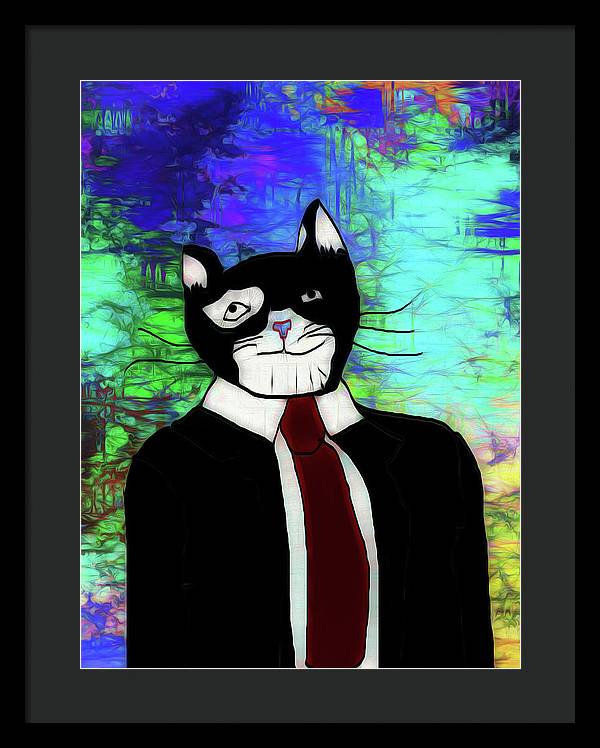 Cat In A Tie - Framed Print