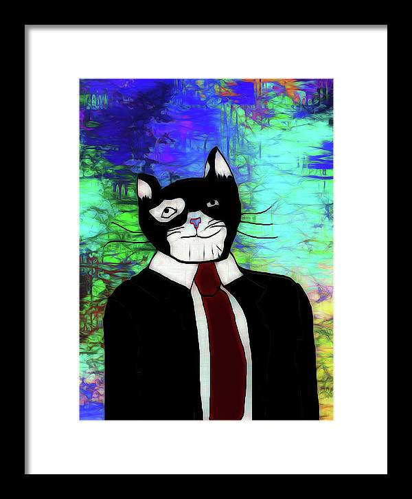 Cat In A Tie - Framed Print