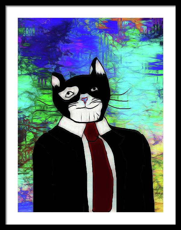Cat In A Tie - Framed Print