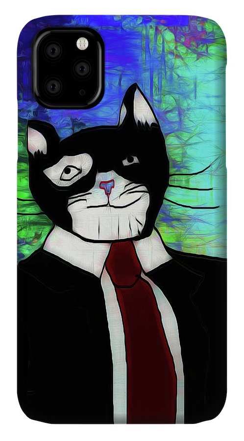 Cat In A Tie - Phone Case