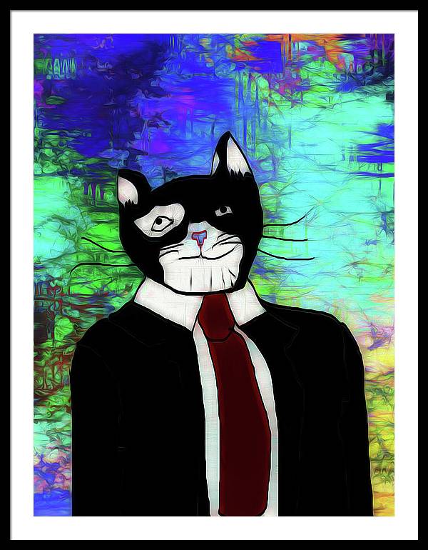 Cat In A Tie - Framed Print