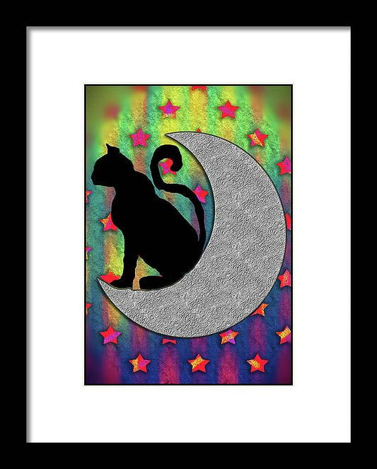 Cat On A Moon - Framed Print