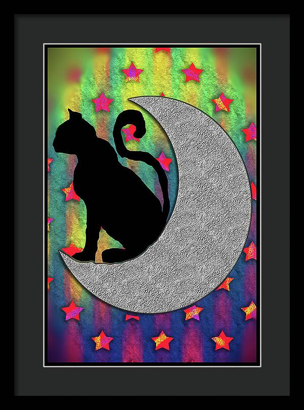 Cat On A Moon - Framed Print