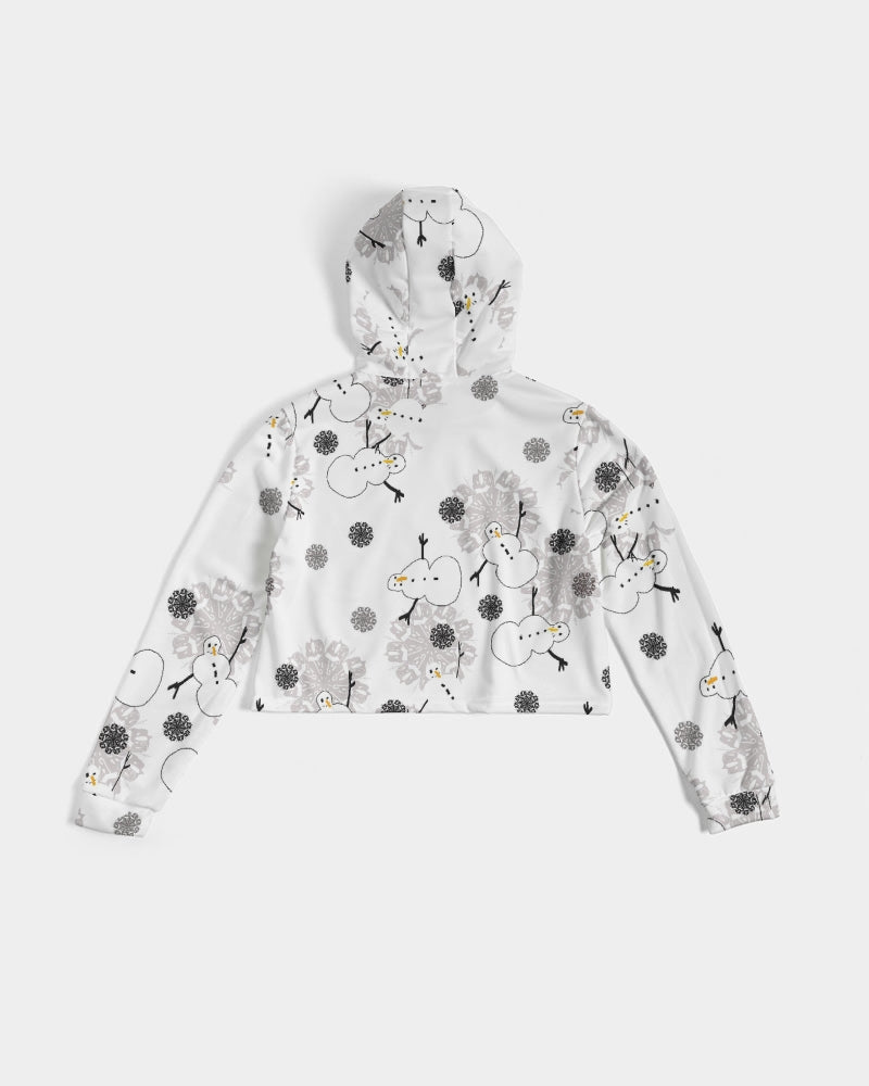 Snowman Pattern Women's Cropped Hoodie