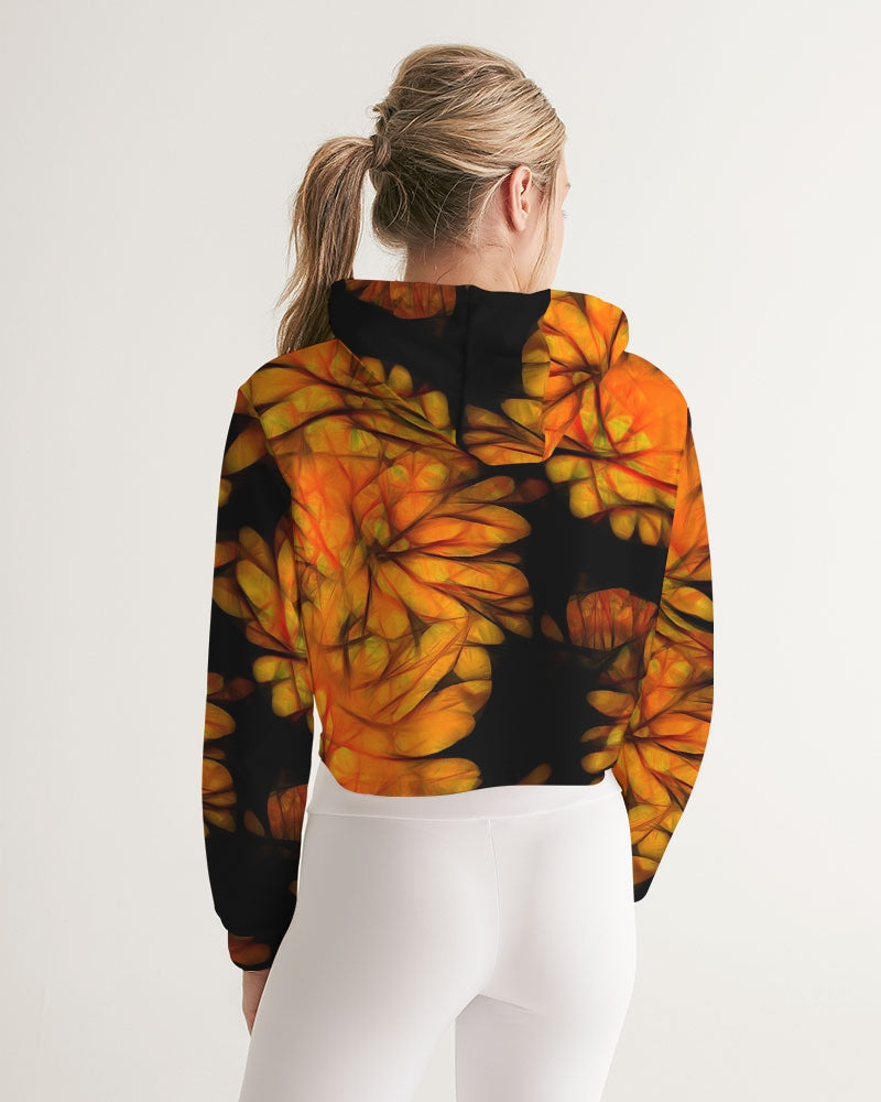 Yellow Fall Mums Women's Cropped Hoodie