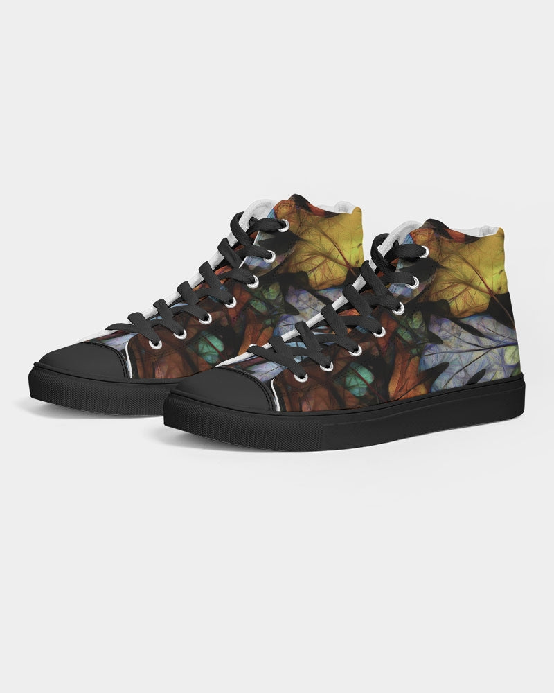 Mid October Leaves Women's Hightop Canvas Shoe - Black