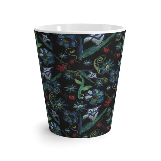 Watercolor Flowers On Black Latte mug