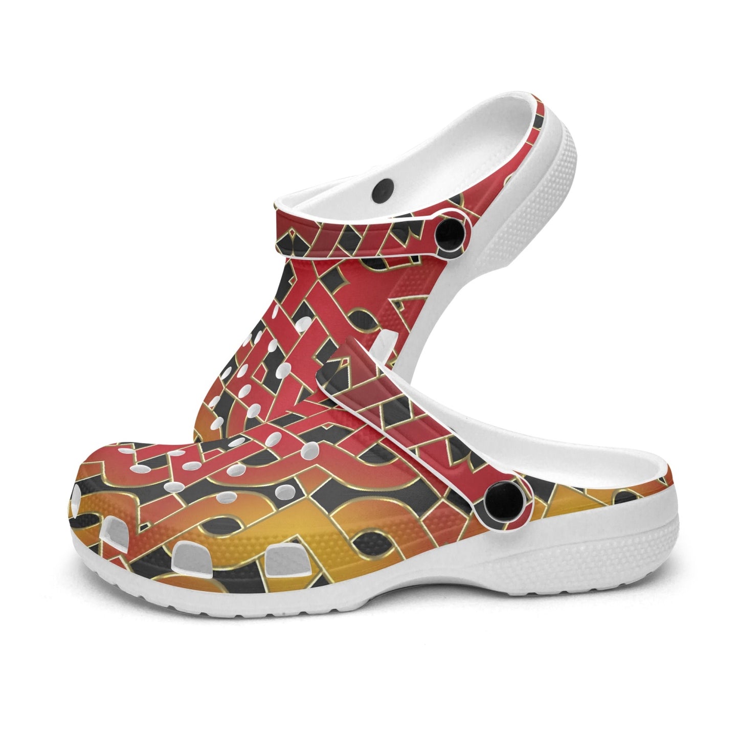 Orange Celtic Spiral 413. All Over Printed Clogs