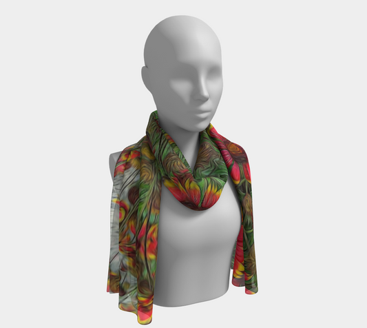 Orange Flower Garden Long Scarf