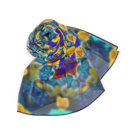 Blue Green Kaleidoscope Poly Scarf