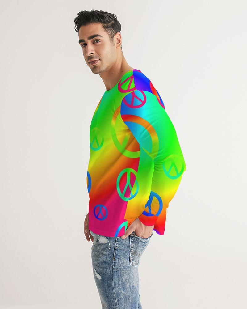 Rainbow Peace Signs Men's Long Sleeve Tee