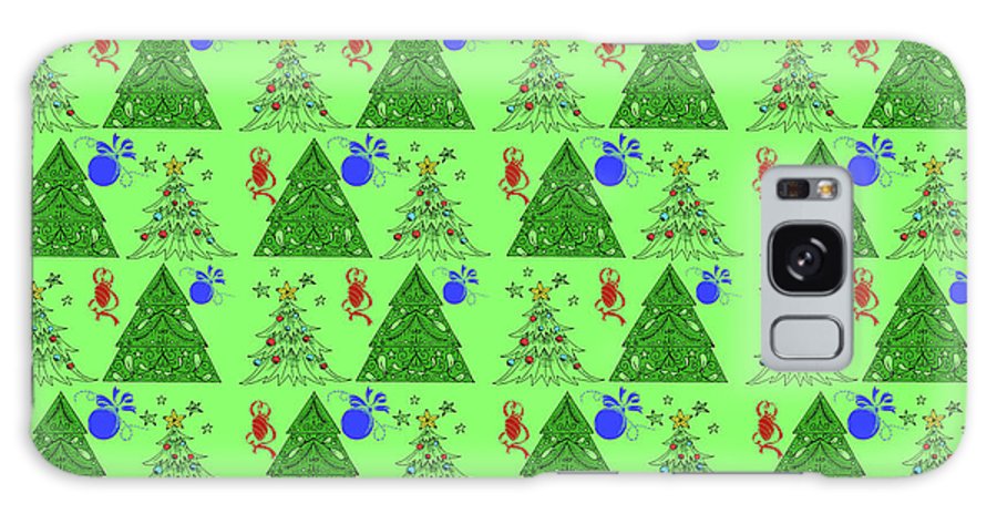 Christmas Trees On Green Pattern - Phone Case