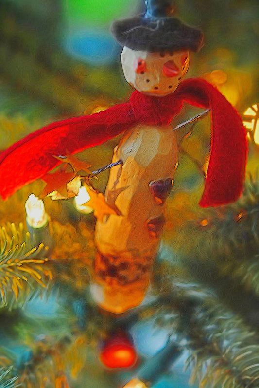 Christmas Tree Country Snowman Digital Image Download