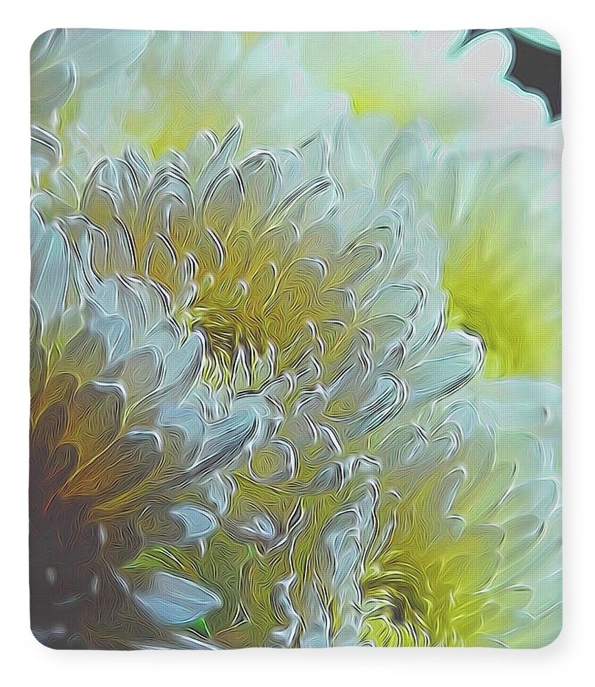 Chrysanthemums in White Light - Blanket