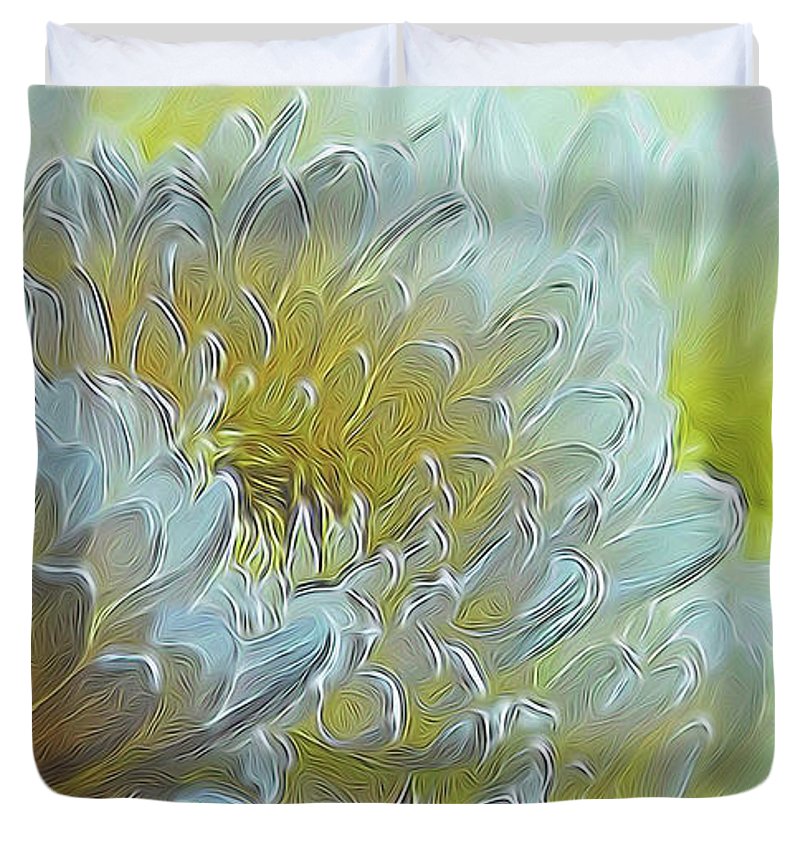 Chrysanthemums in White Light - Duvet Cover