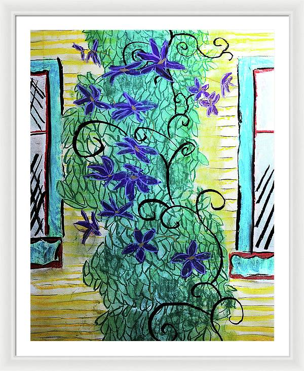 Climbing Purple Vines - Framed Print