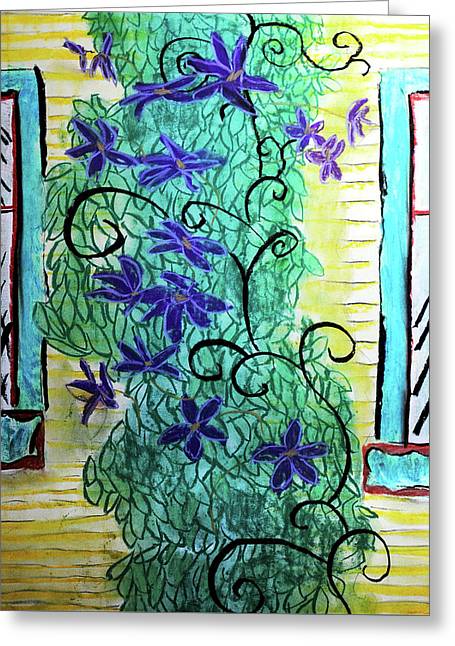 Climbing Purple Vines - Greeting Card