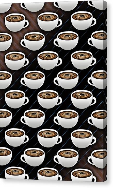 Coffee Cups and Stripes - Canvas Print