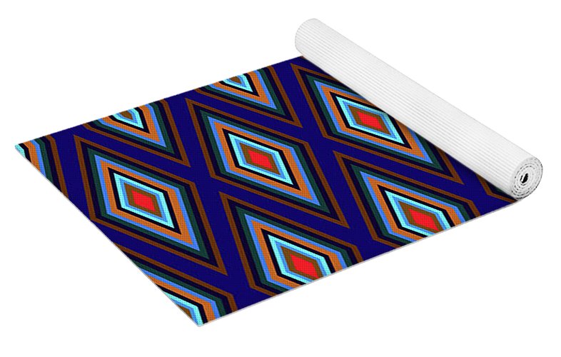 Colorful Diamonds Geometric Pattern Variation 3 - Yoga Mat