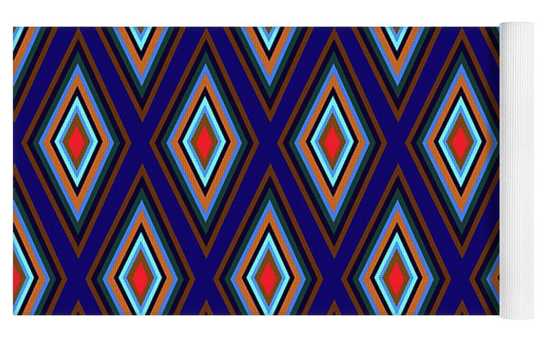 Colorful Diamonds Geometric Pattern Variation 3 - Yoga Mat