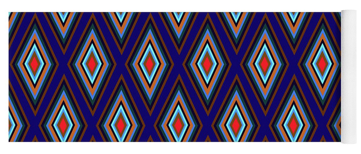 Colorful Diamonds Geometric Pattern Variation 3 - Yoga Mat