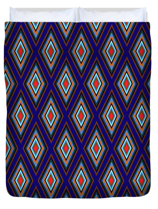 Colorful Diamonds Geometric Pattern Variation 3 - Duvet Cover