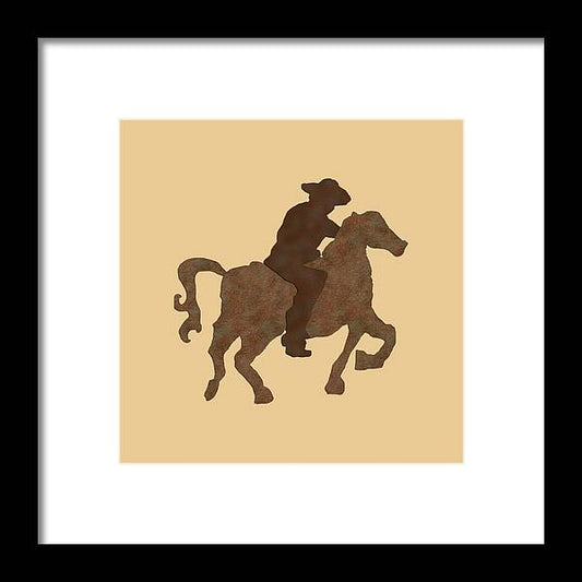 Cowboy On A Horse - Framed Print
