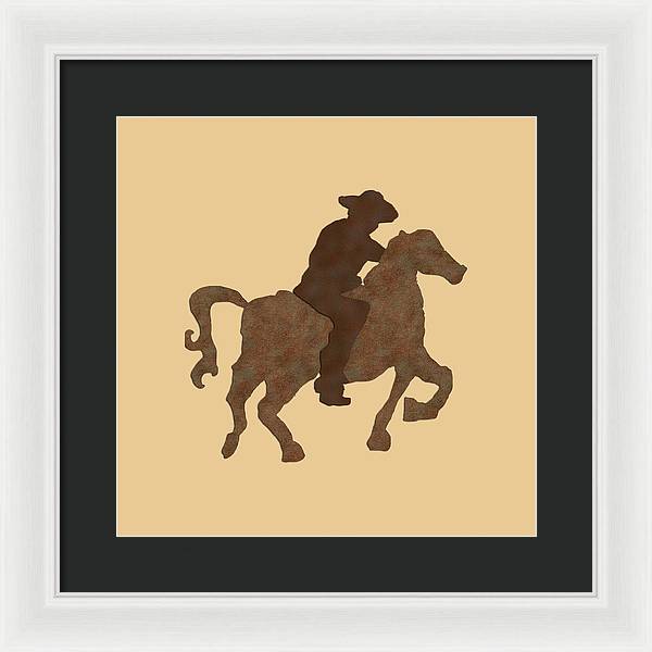 Cowboy On A Horse - Framed Print