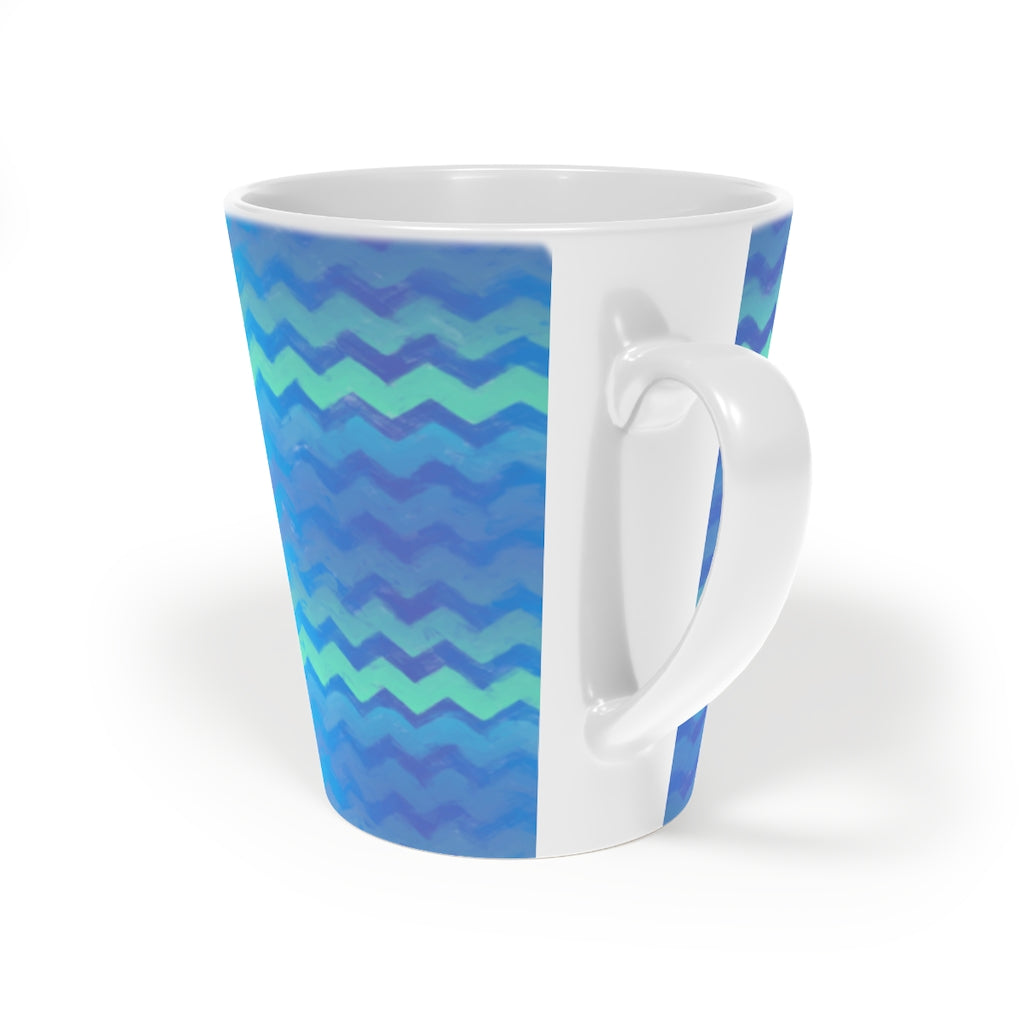 Blue Green Mermaid Chevron Latte Mug, 12oz