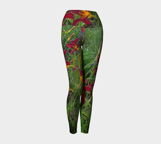 Red Tigerlily Garden Yoga Leggings