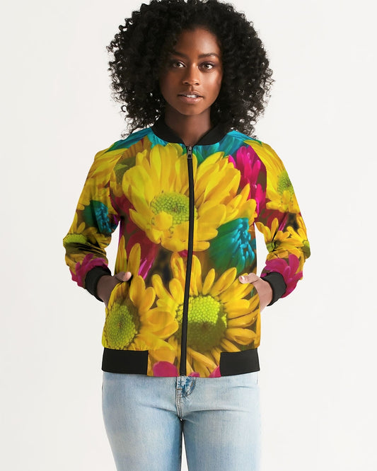 Bright Spring Daisies Women's Bomber Jacket