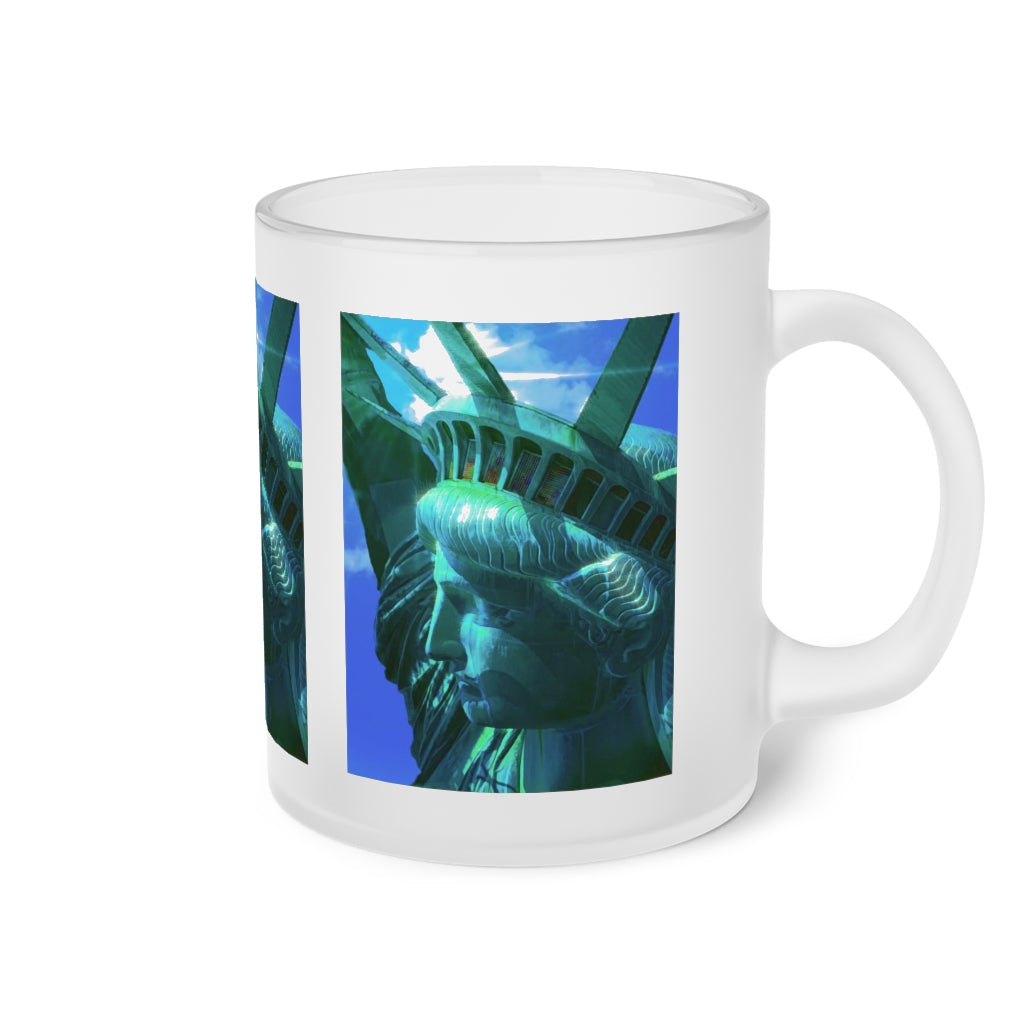 Statue Of Liberty Head In The Sun Frosted Glass Mug