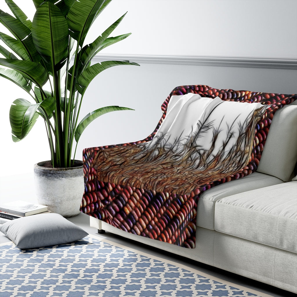 Cornfield on Purple Corn Sherpa Fleece Blanket