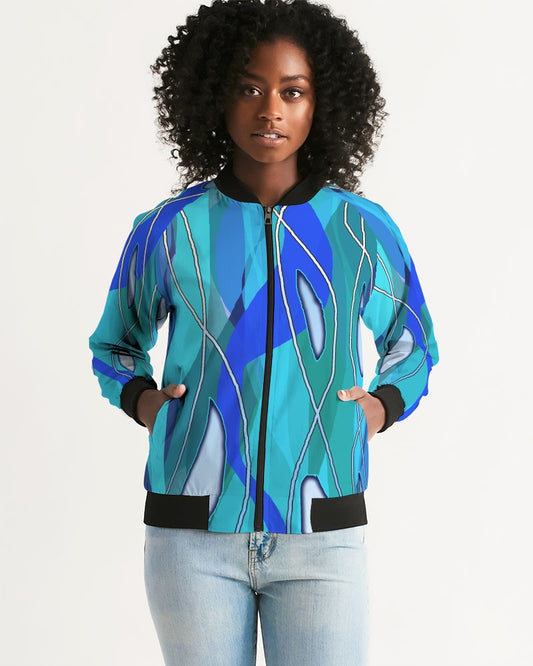 Wavy Blue Women's Bomber Jacket