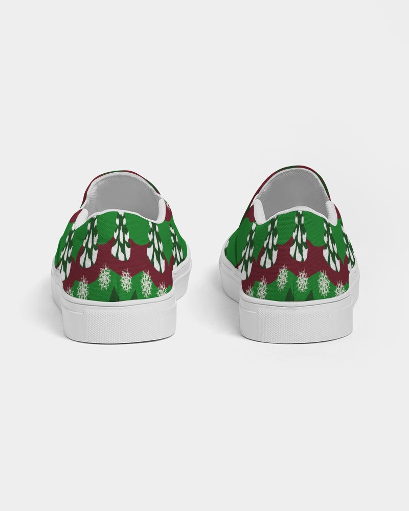 Snowy Evergreen Pattern Women's Slip-On Canvas Shoe