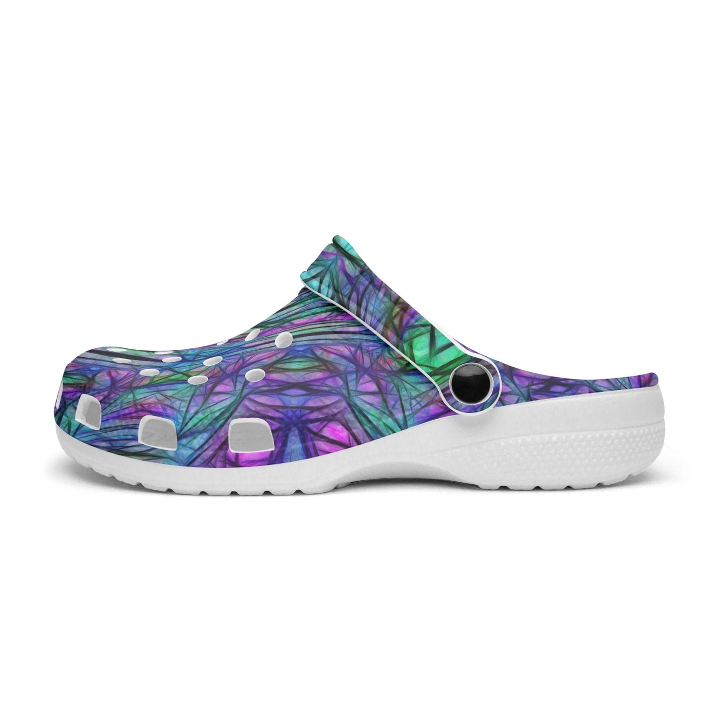 Blue Green Purple Kaleidoscope 413. All Over Printed Clogs