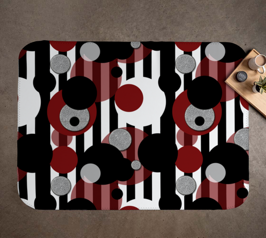 Black White Red Stripes Dots Blanket