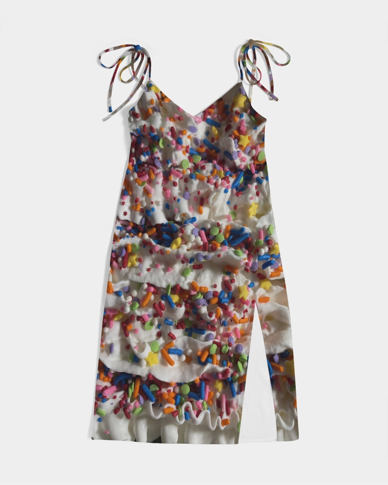 Rainbow Sprinkles On Whipped Cream Women's Tie Strap Split Dress