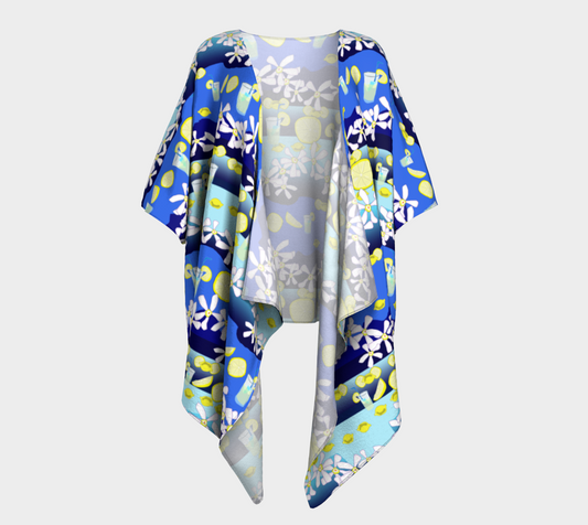 Lemonade Pattern Draped Kimono